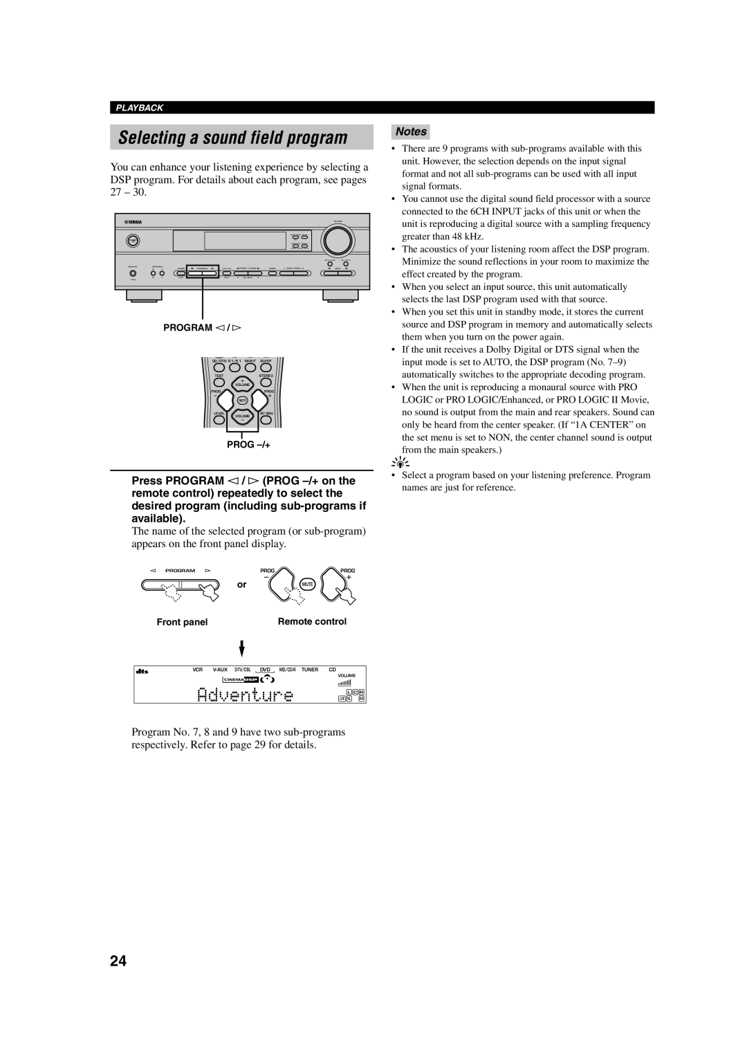 Yamaha HTR-5630RDS owner manual Adventure 