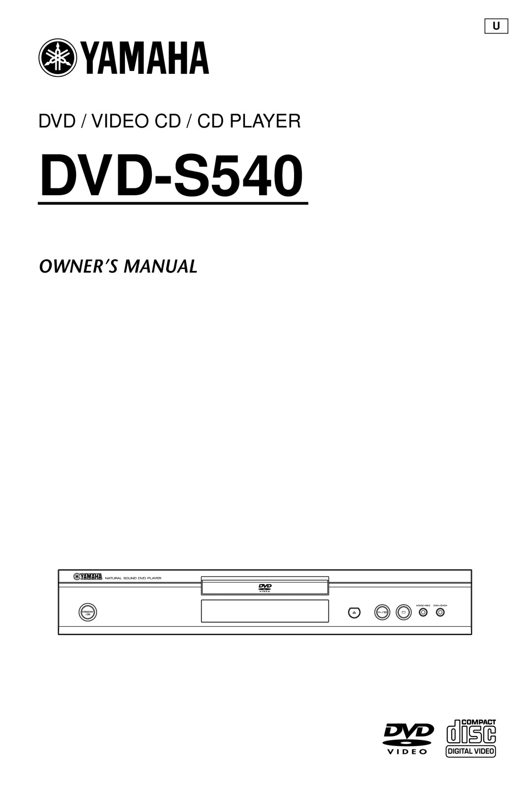 Yamaha HTR-5630RDS owner manual Dvd / Video Cd / Cd Player, DVD-S540, Owner’S Manual 