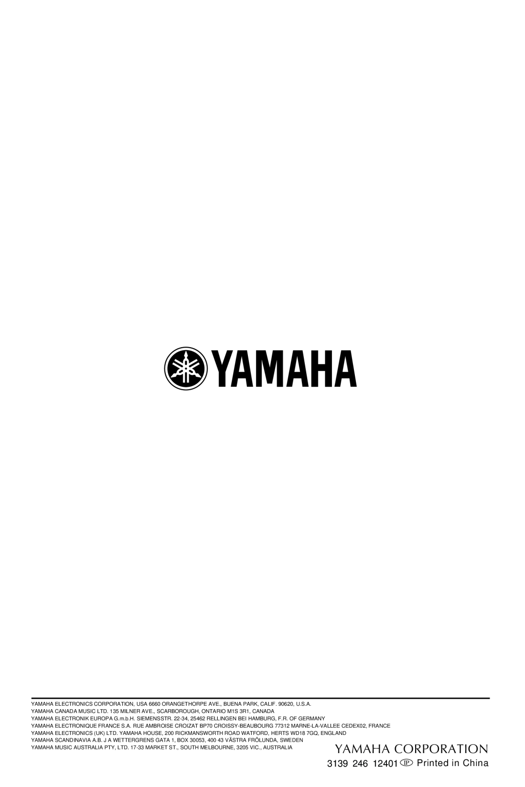 Yamaha HTR-5630RDS owner manual 3139 246 12401 IP Printed in China 