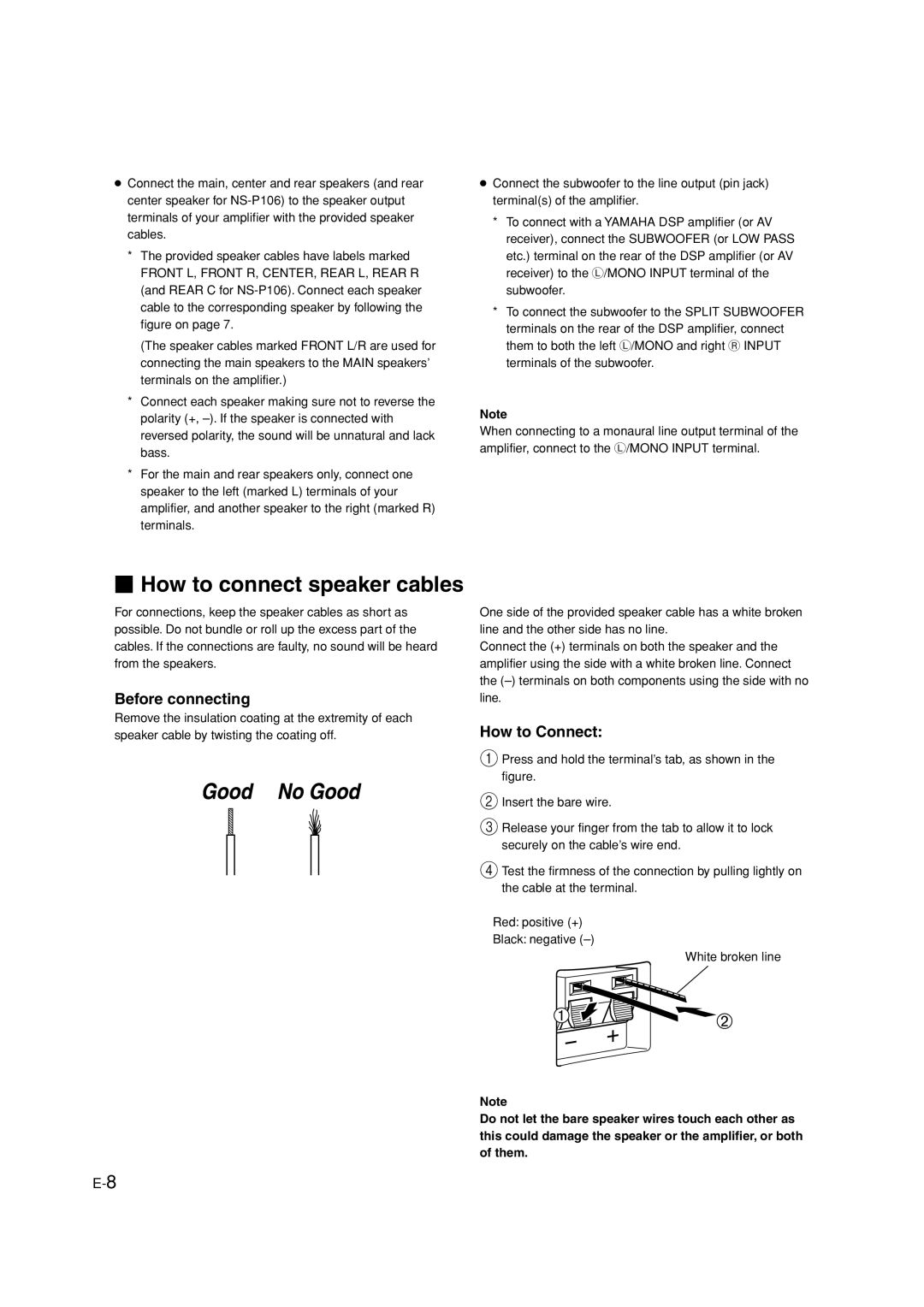 Yamaha HTR-5630RDS owner manual  How to connect speaker cables, Before connecting, How to Connect 