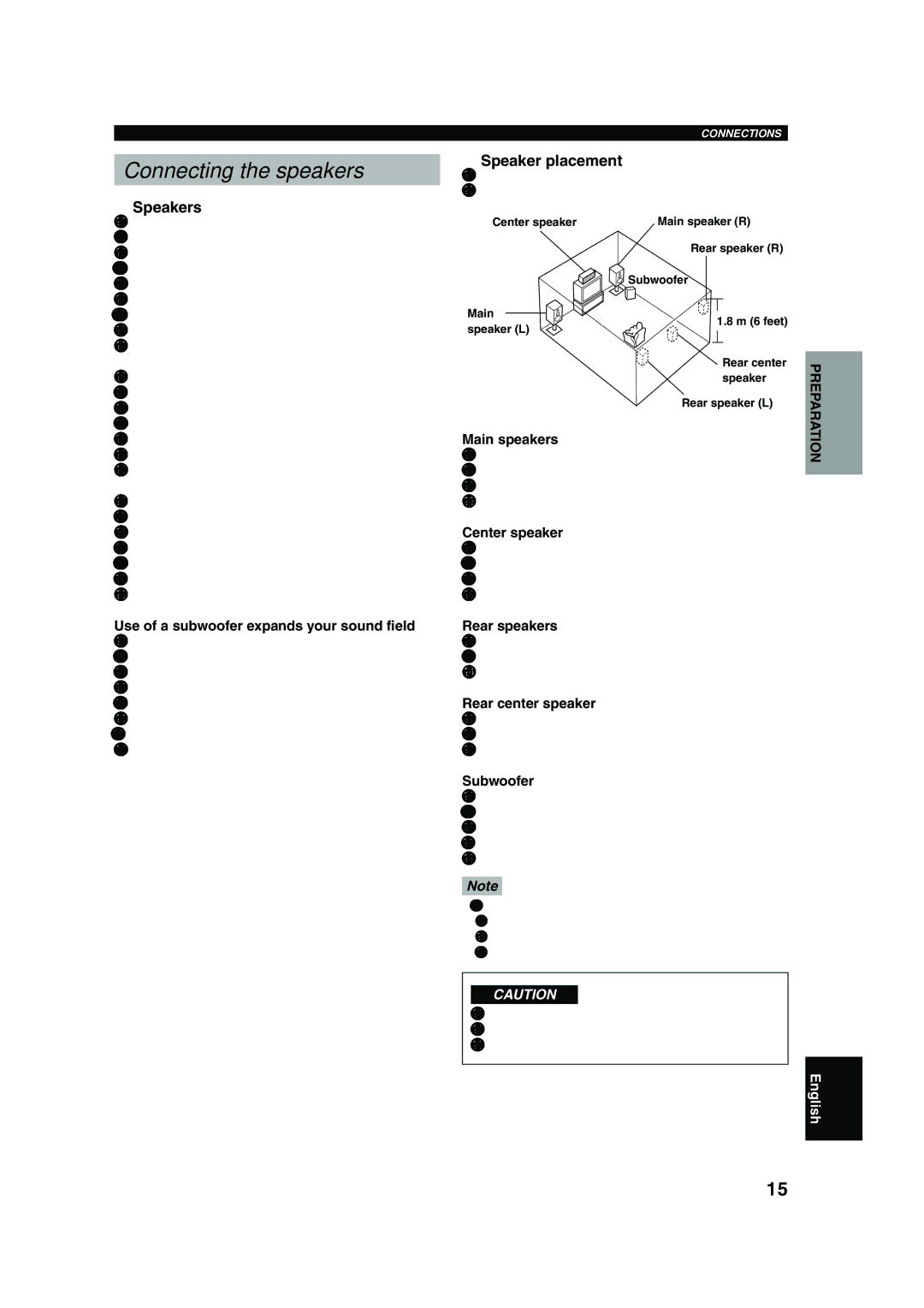 Yamaha HTR-5640 owner manual Connecting the speakers, Speakers, Speaker placement 