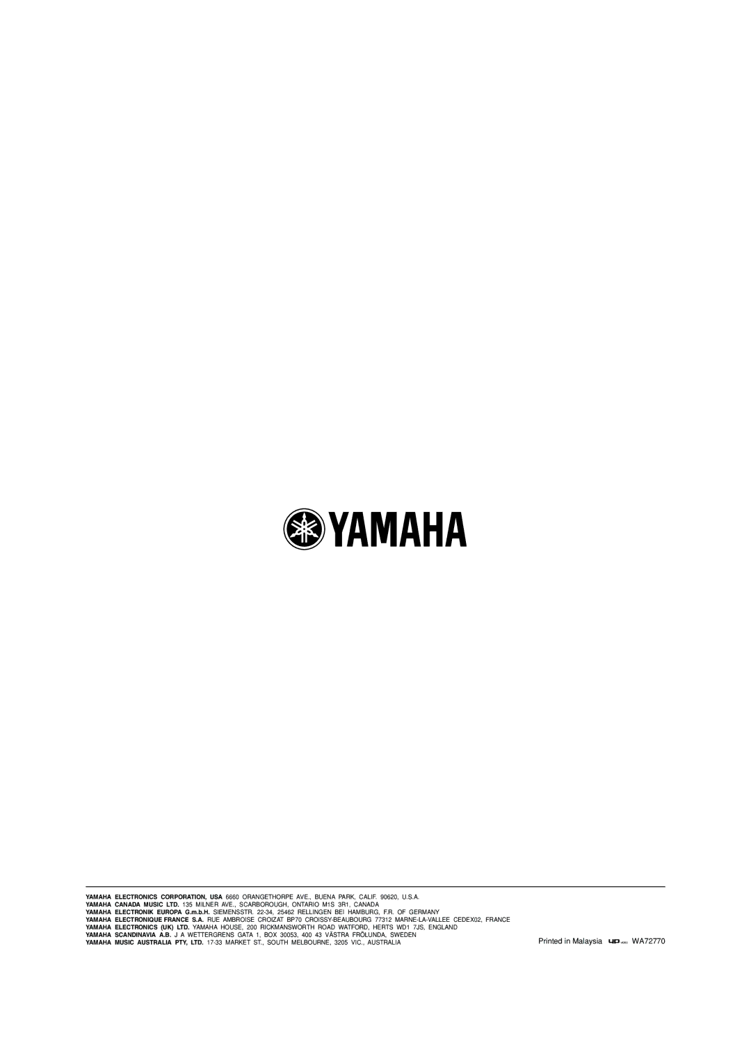 Yamaha HTR-5640 owner manual WA72770 