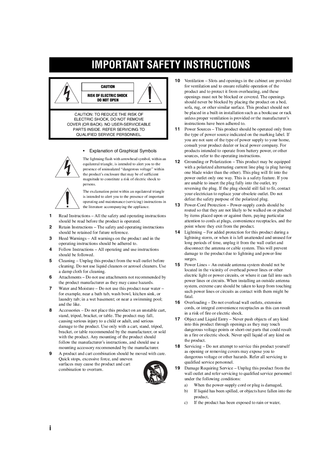 Yamaha HTR-5760 owner manual Important Safety Instructions 