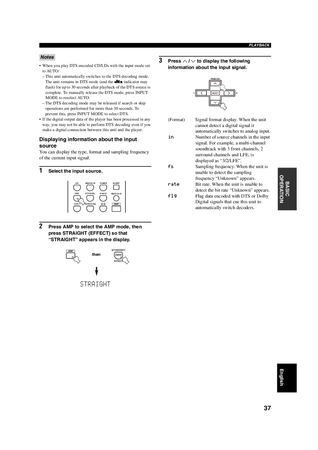 Yamaha HTR-5760 owner manual Displaying information about the input, Source, Press u / d to display the following 