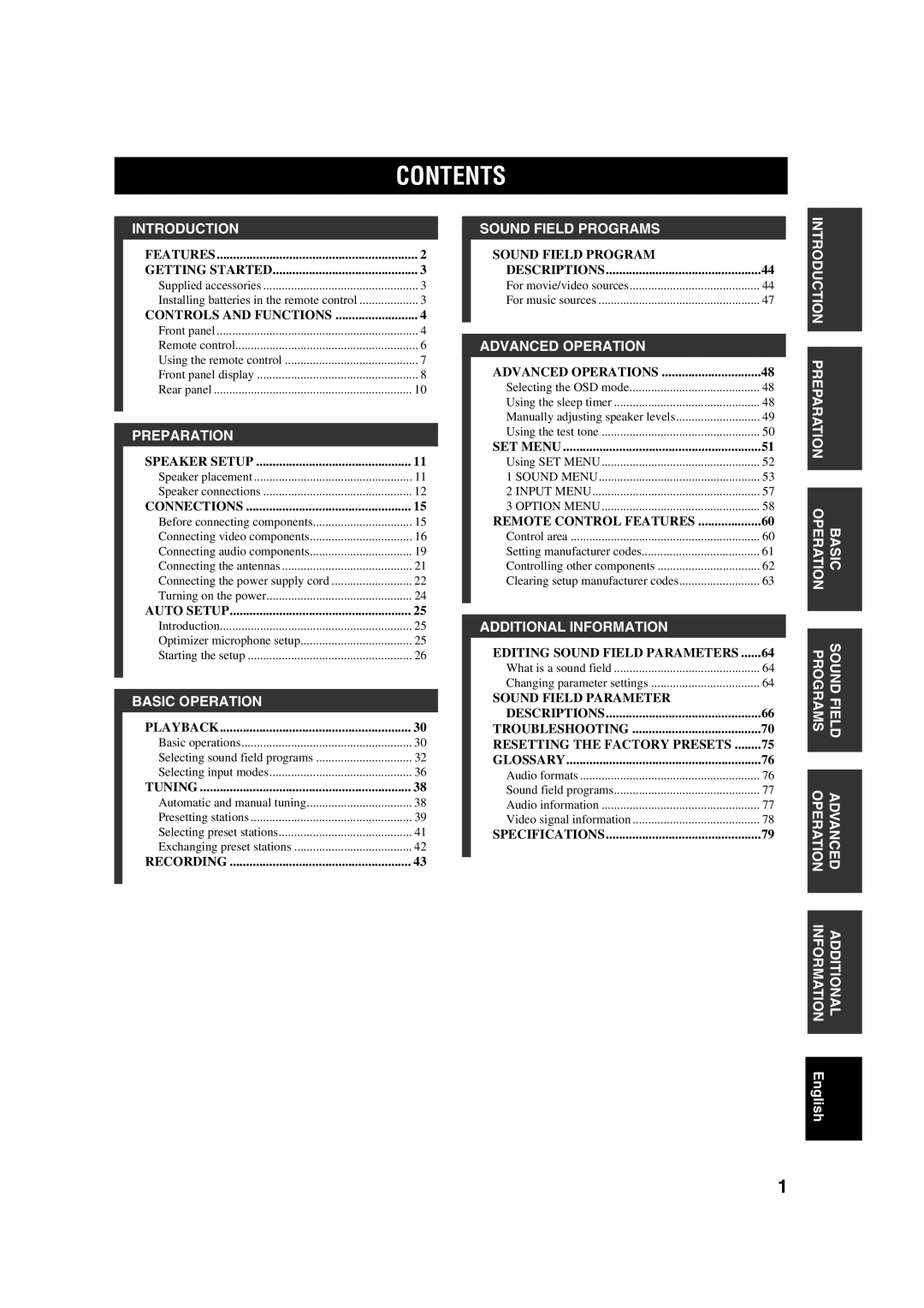 Yamaha HTR-5760 owner manual Contents 