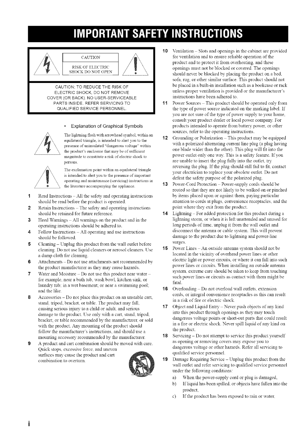 Yamaha HTR-5835 owner manual Explanation Graphical Symbols 