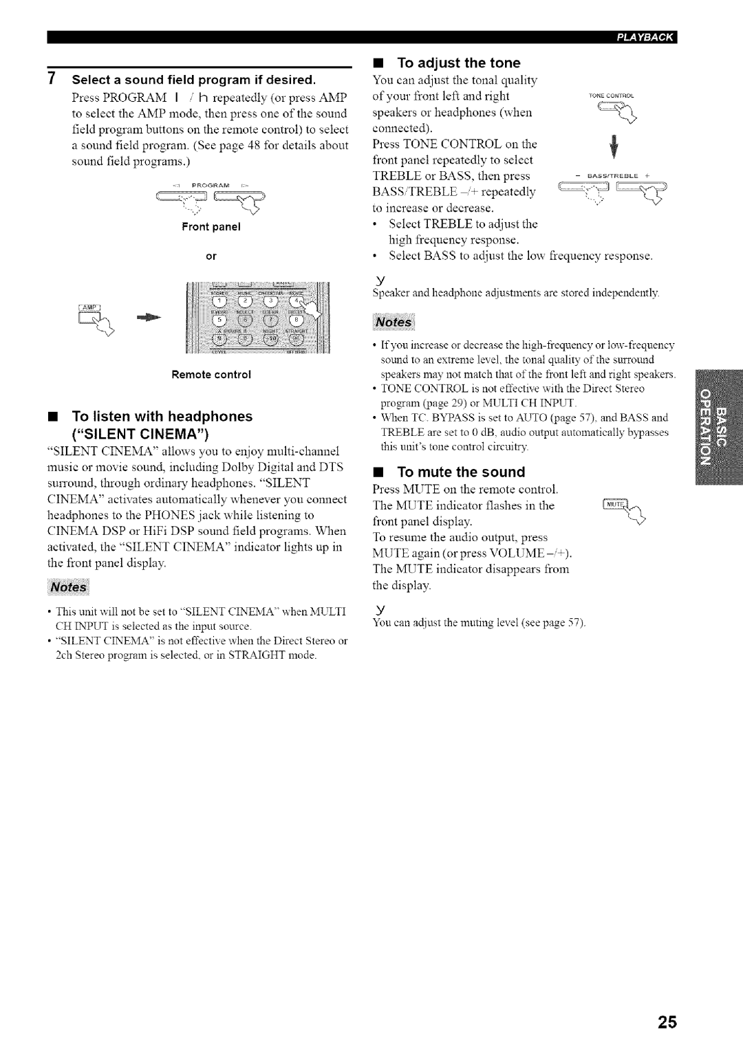 Yamaha HTR-5835 owner manual To adjust the tone, IwdrP%l,tl, To listen with headphones, To mute the sound 