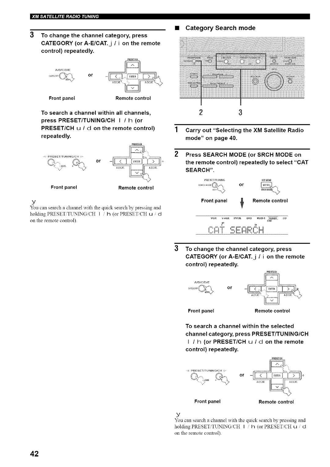 Yamaha HTR-5835 owner manual Category Search mode, Frontpanel, Control repeatedly 