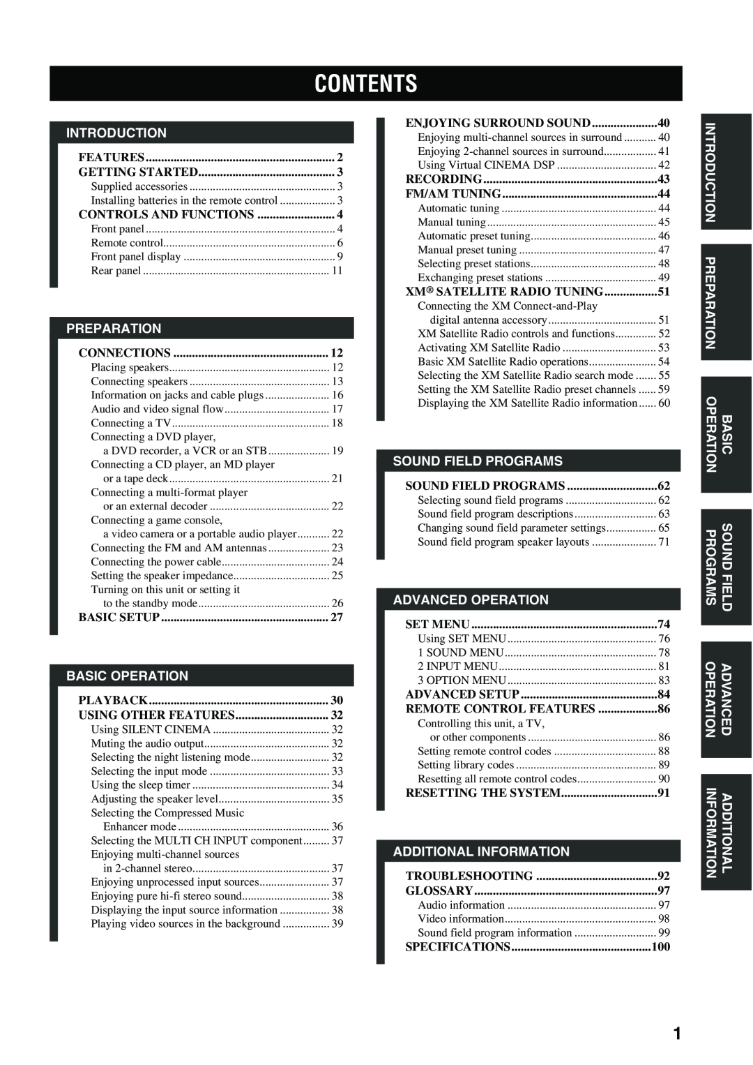 Yamaha HTR-5940 AV owner manual Contents 