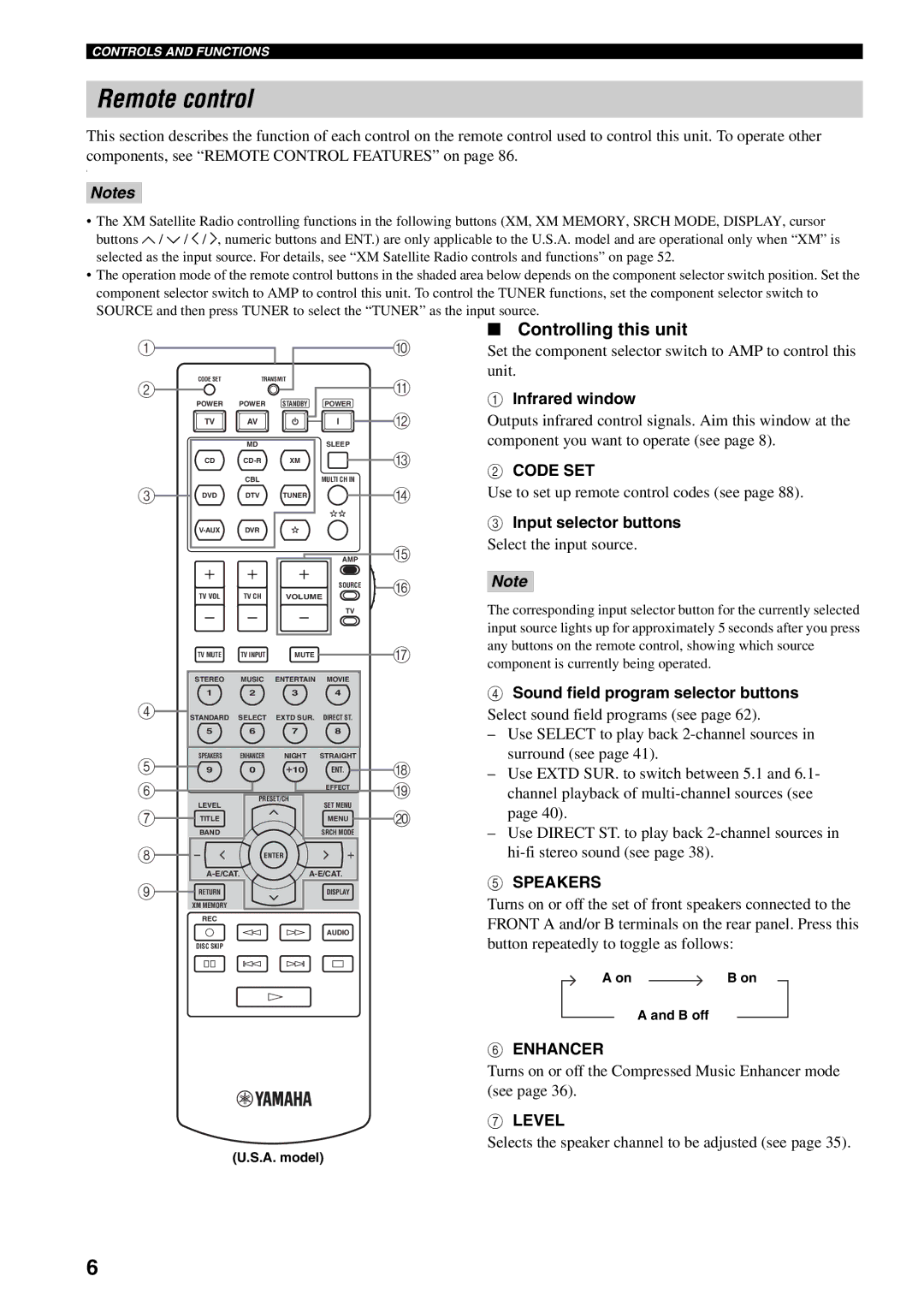 Yamaha HTR-5940 owner manual Remote control, Controlling this unit 