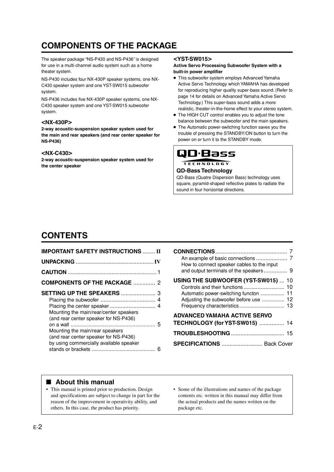 Yamaha HTR-5940 owner manual Components of the Package 