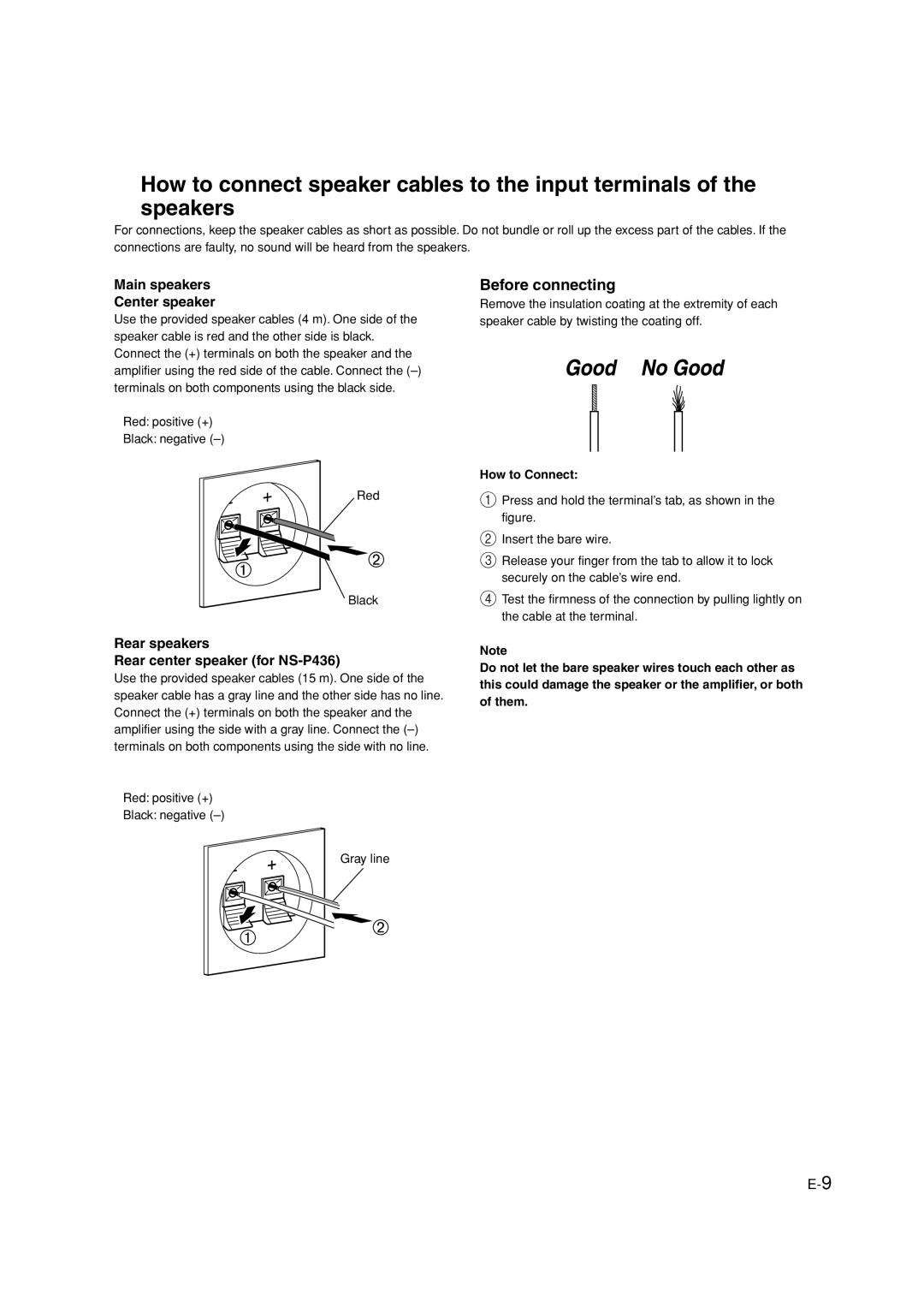 Yamaha HTR-5940 owner manual Before connecting, Main speakers Center speaker, Rear speakers Rear center speaker for NS-P436 