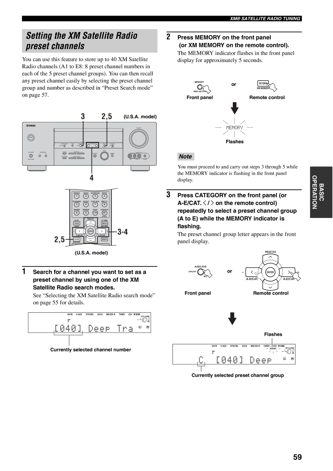 Yamaha HTR-5940 owner manual Preset channels 