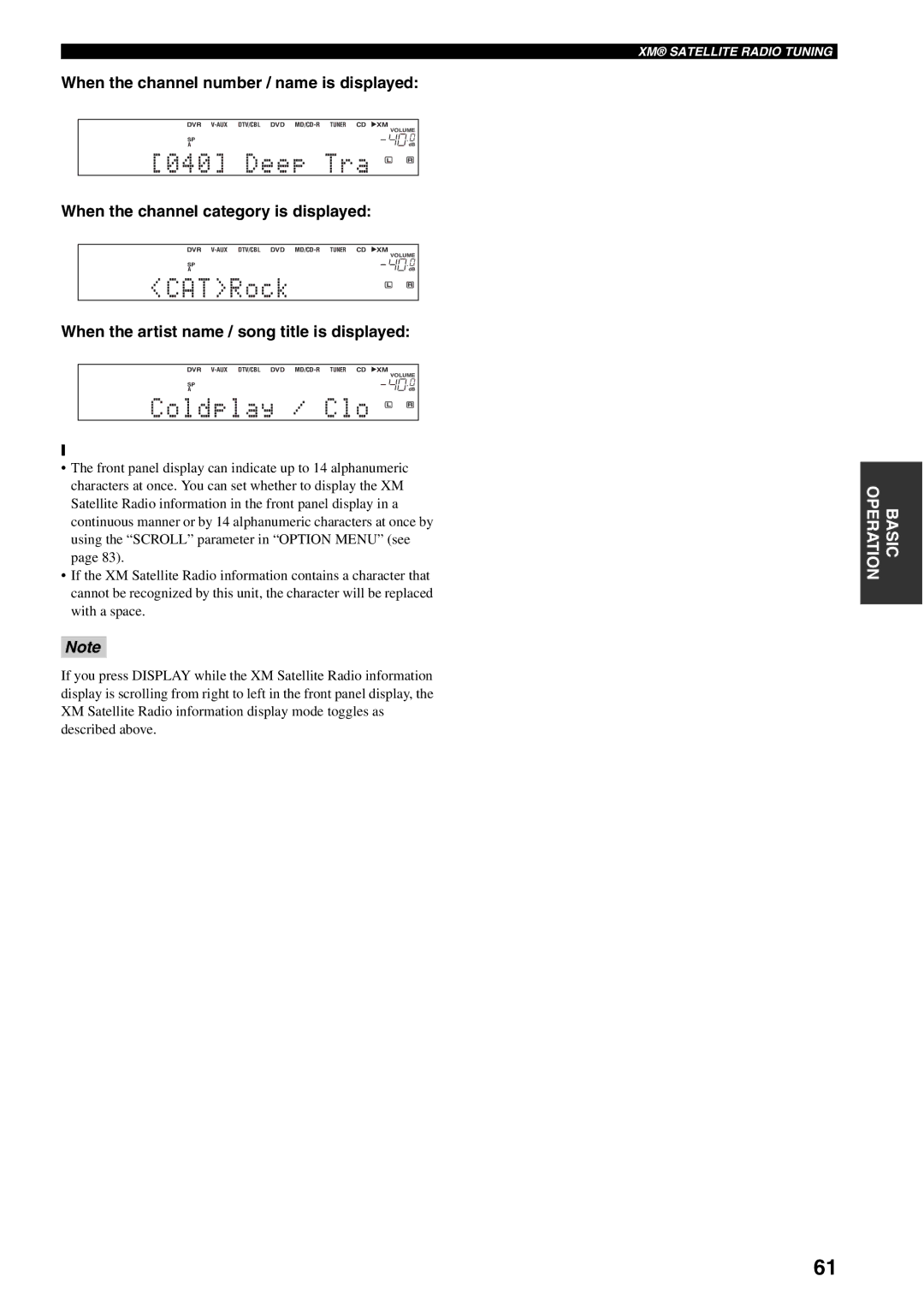 Yamaha HTR-5940 owner manual When the channel number / name is displayed, When the channel category is displayed 