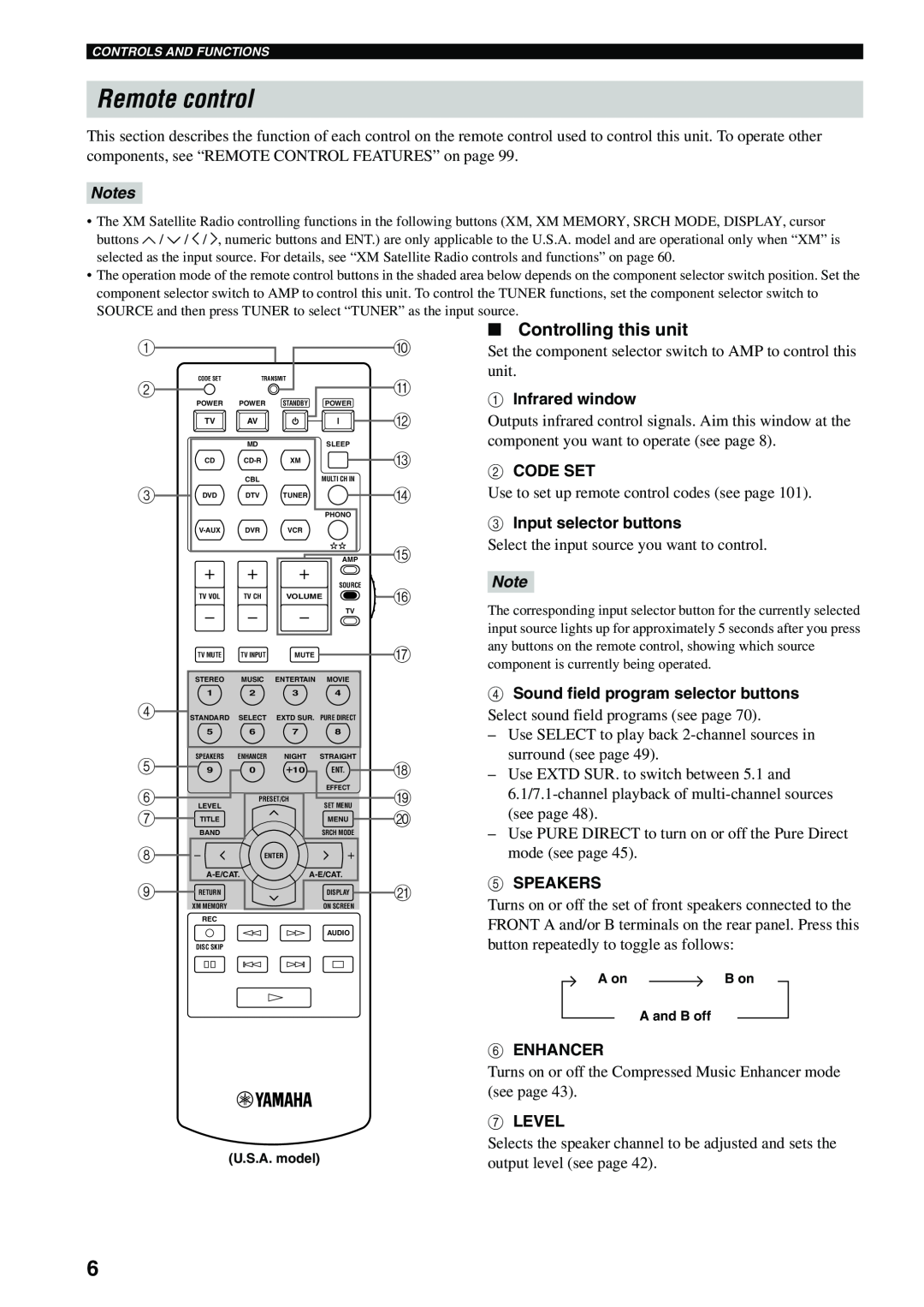 Yamaha HTR-5960 owner manual Remote control, Controlling this unit 