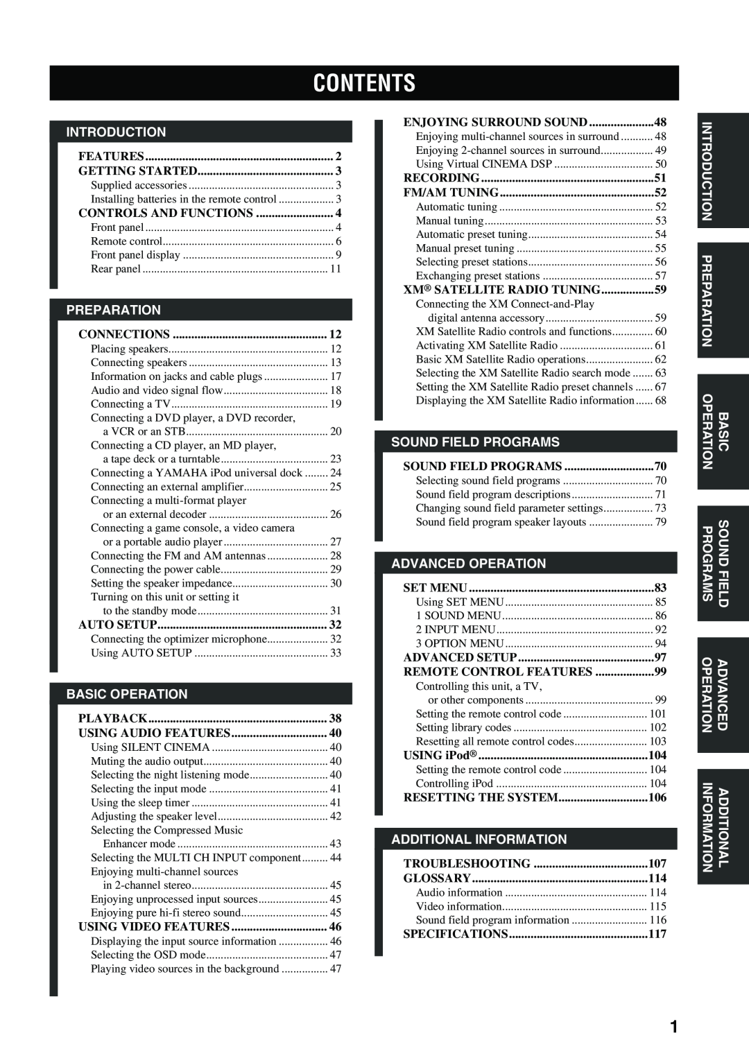 Yamaha HTR-5960 owner manual Contents 