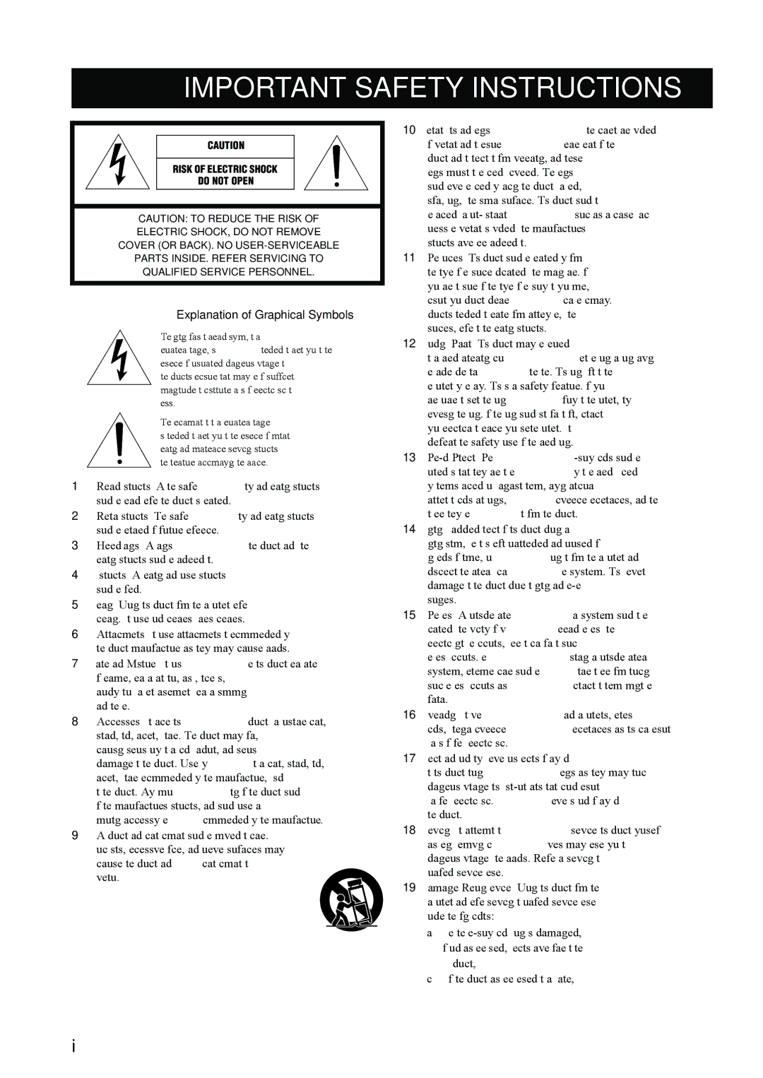 Yamaha HTR-5990 owner manual Important Safety Instructions 