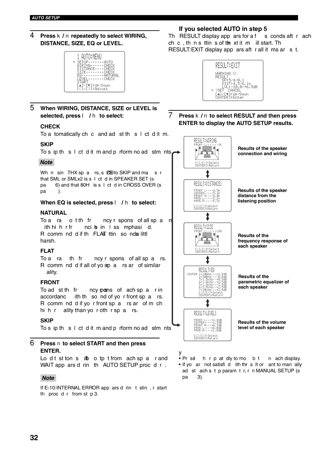 Yamaha HTR-5990 owner manual Automenu, Resultexit, If you selected Auto in step 