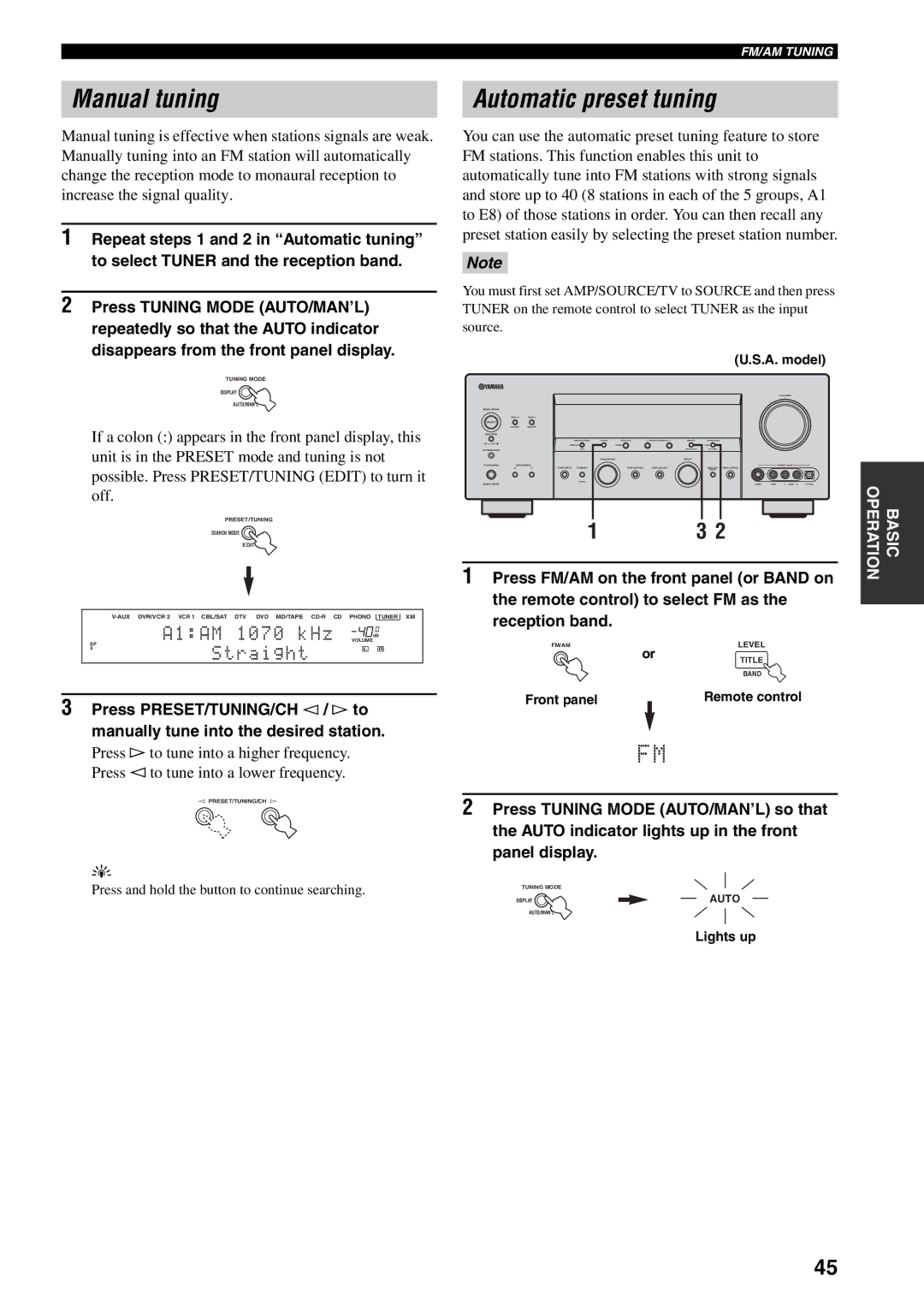 Yamaha HTR-5990 owner manual Manual tuning Automatic preset tuning 