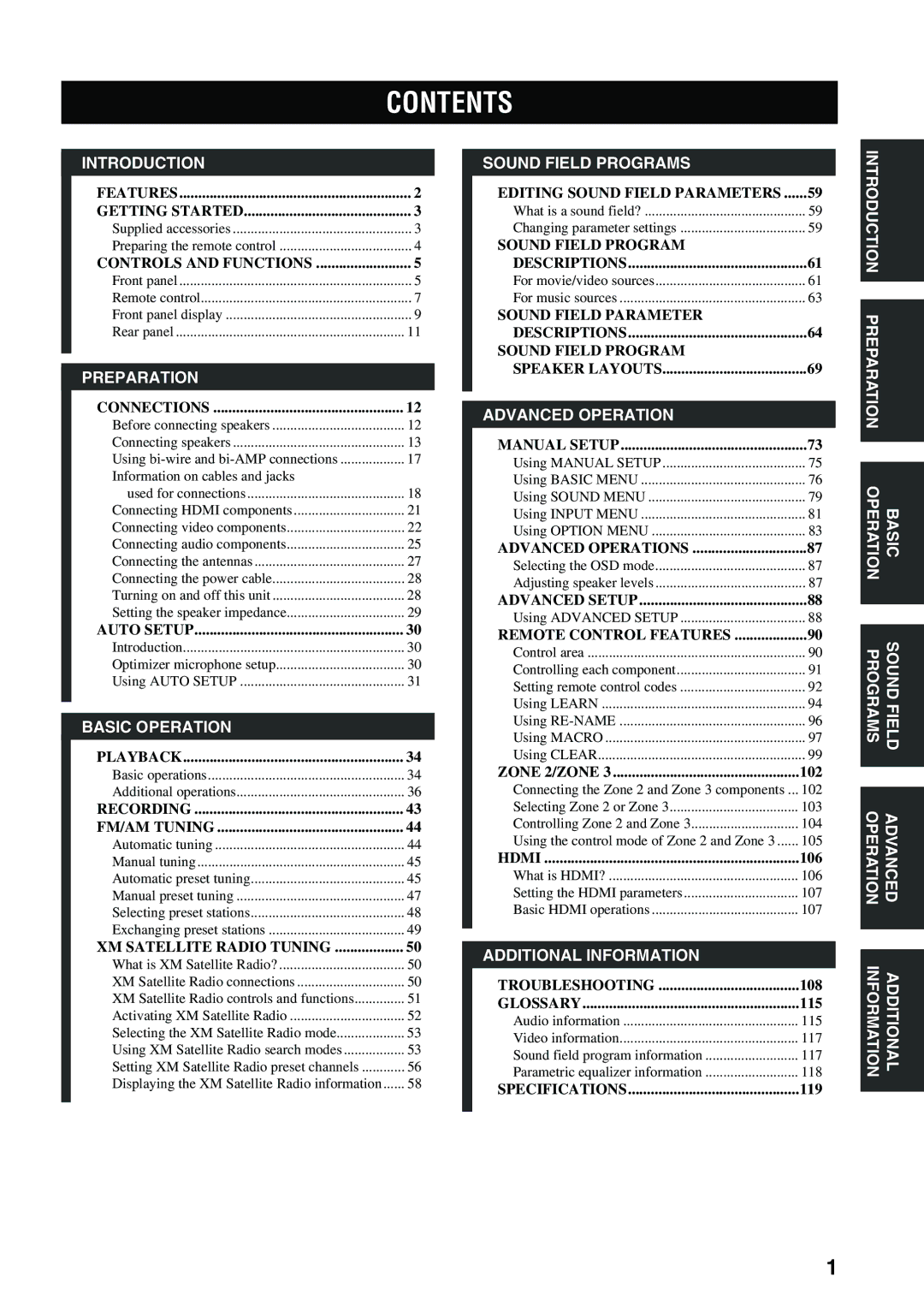 Yamaha HTR-5990 owner manual Contents 