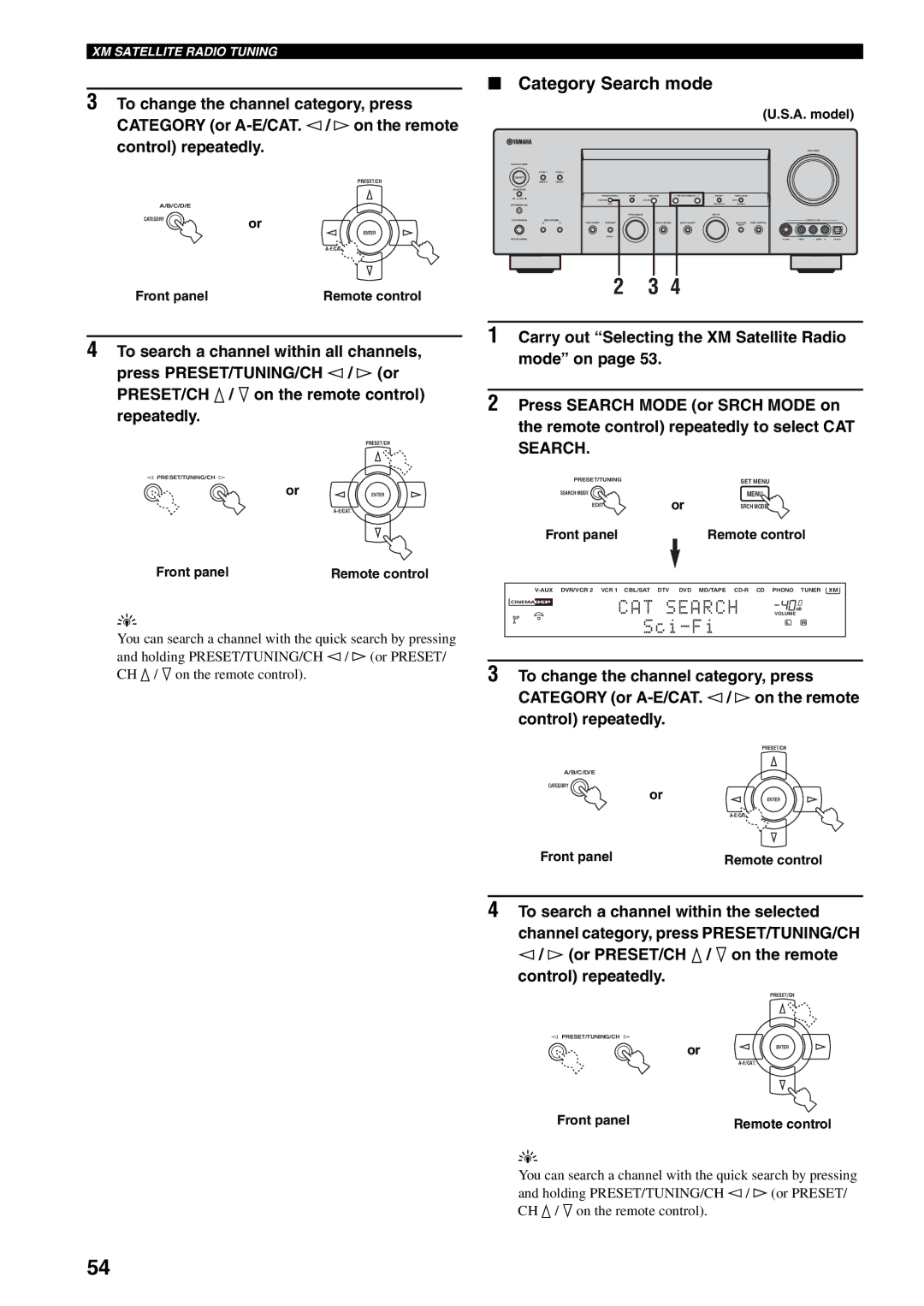 Yamaha HTR-5990 owner manual CAT Search, Category Search mode 