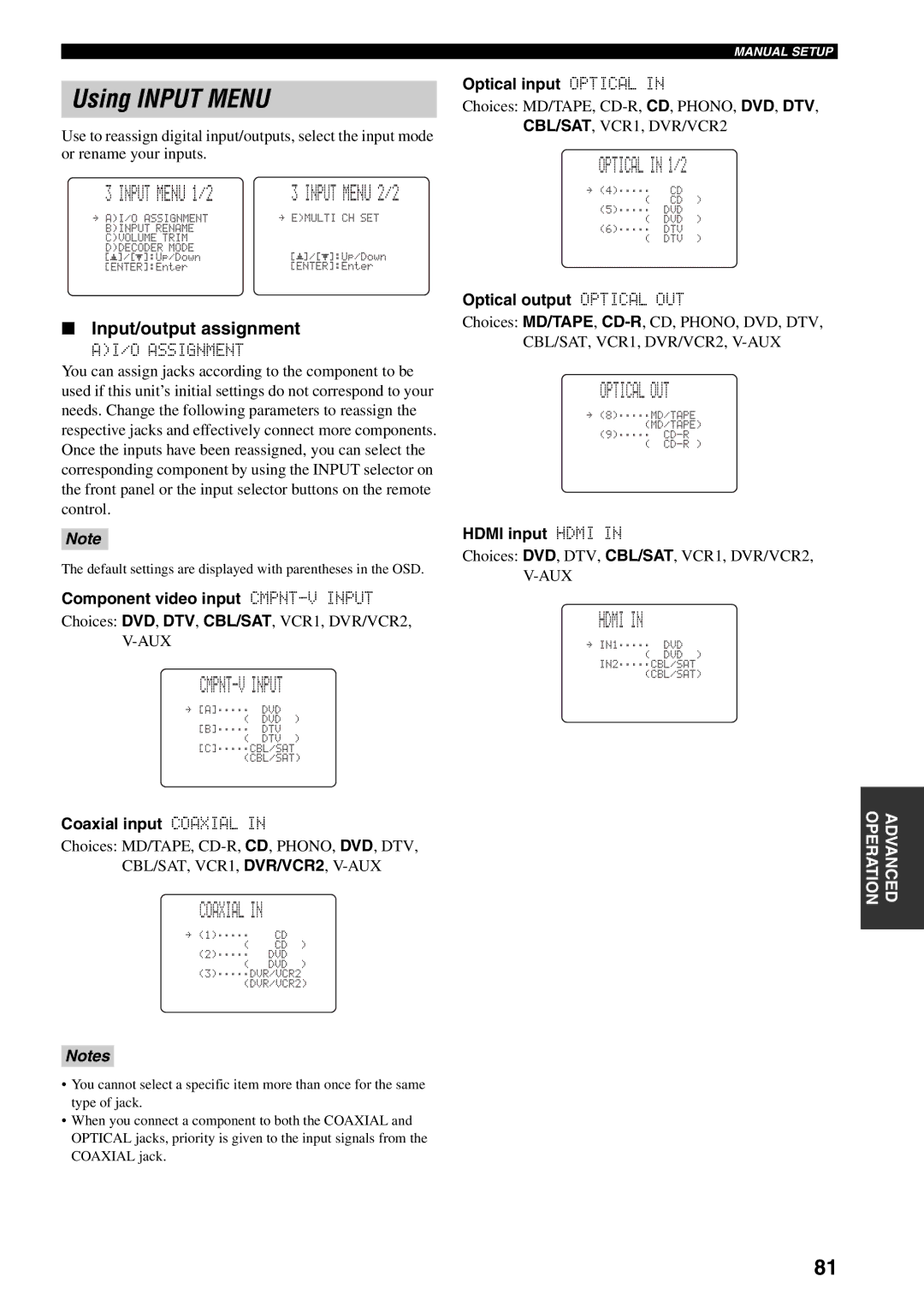 Yamaha HTR-5990 owner manual Using Input Menu 