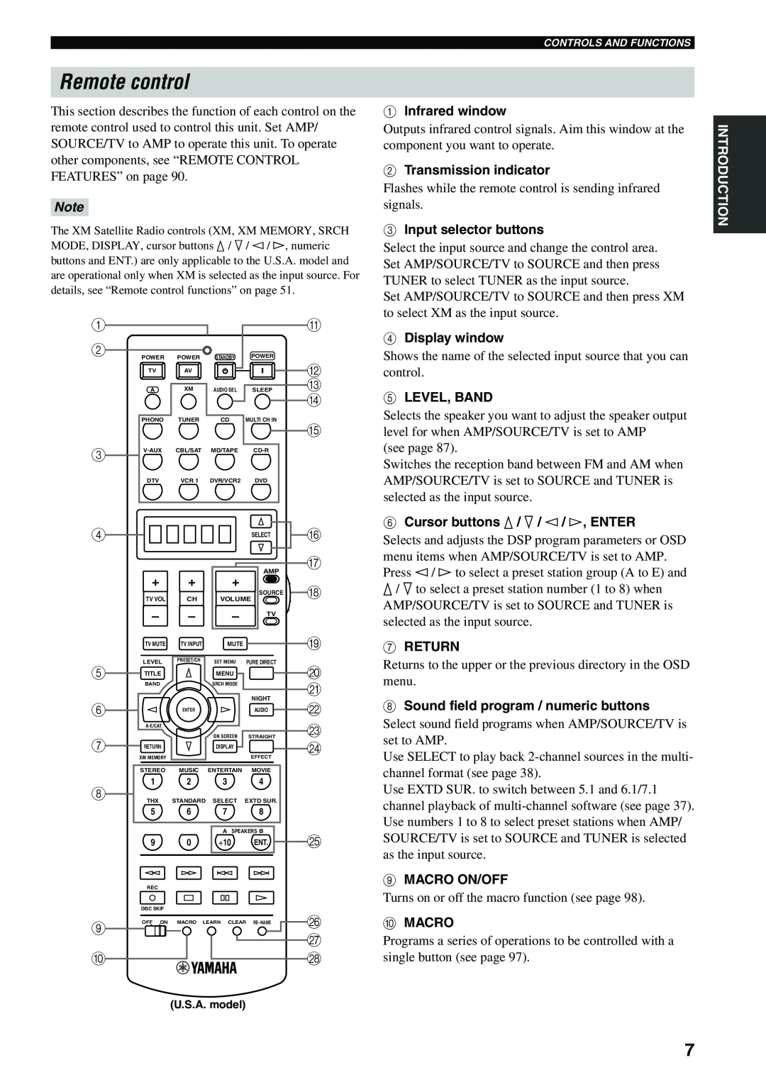 Yamaha HTR-5990 owner manual Remote control 