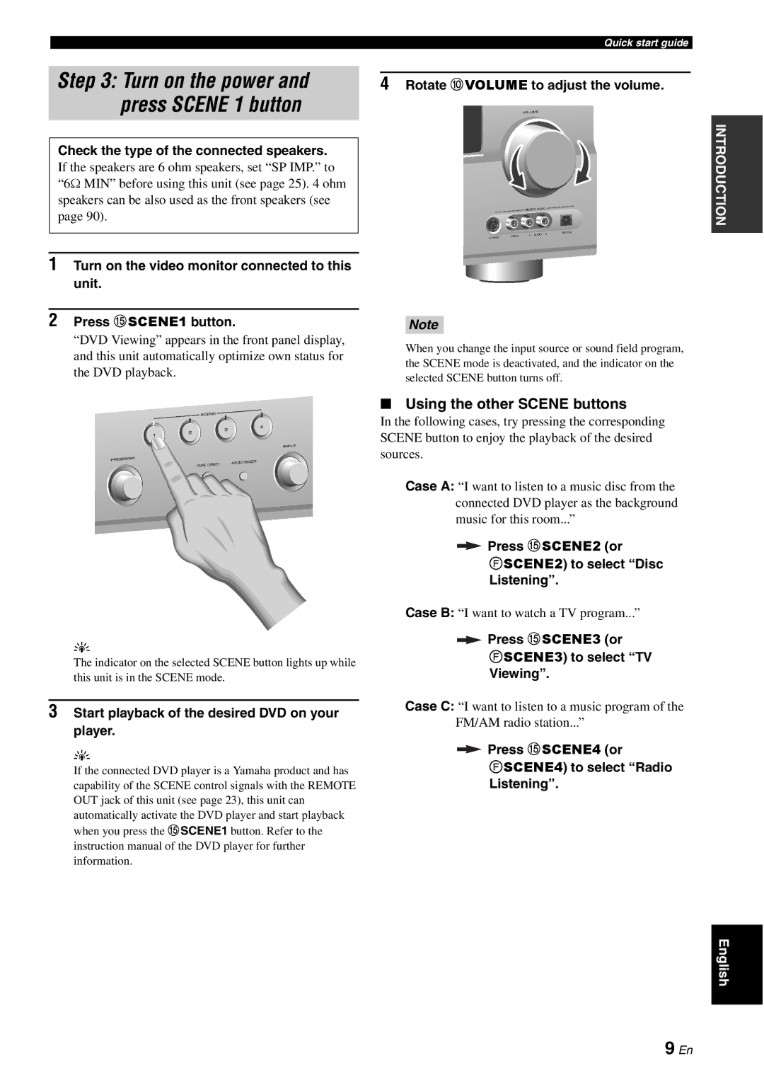 Yamaha HTR-6060 owner manual Using the other Scene buttons 