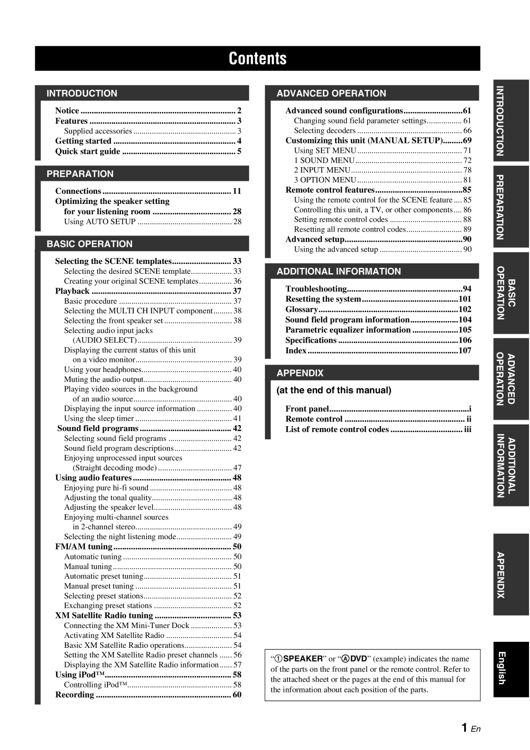 Yamaha HTR-6080 owner manual Contents 