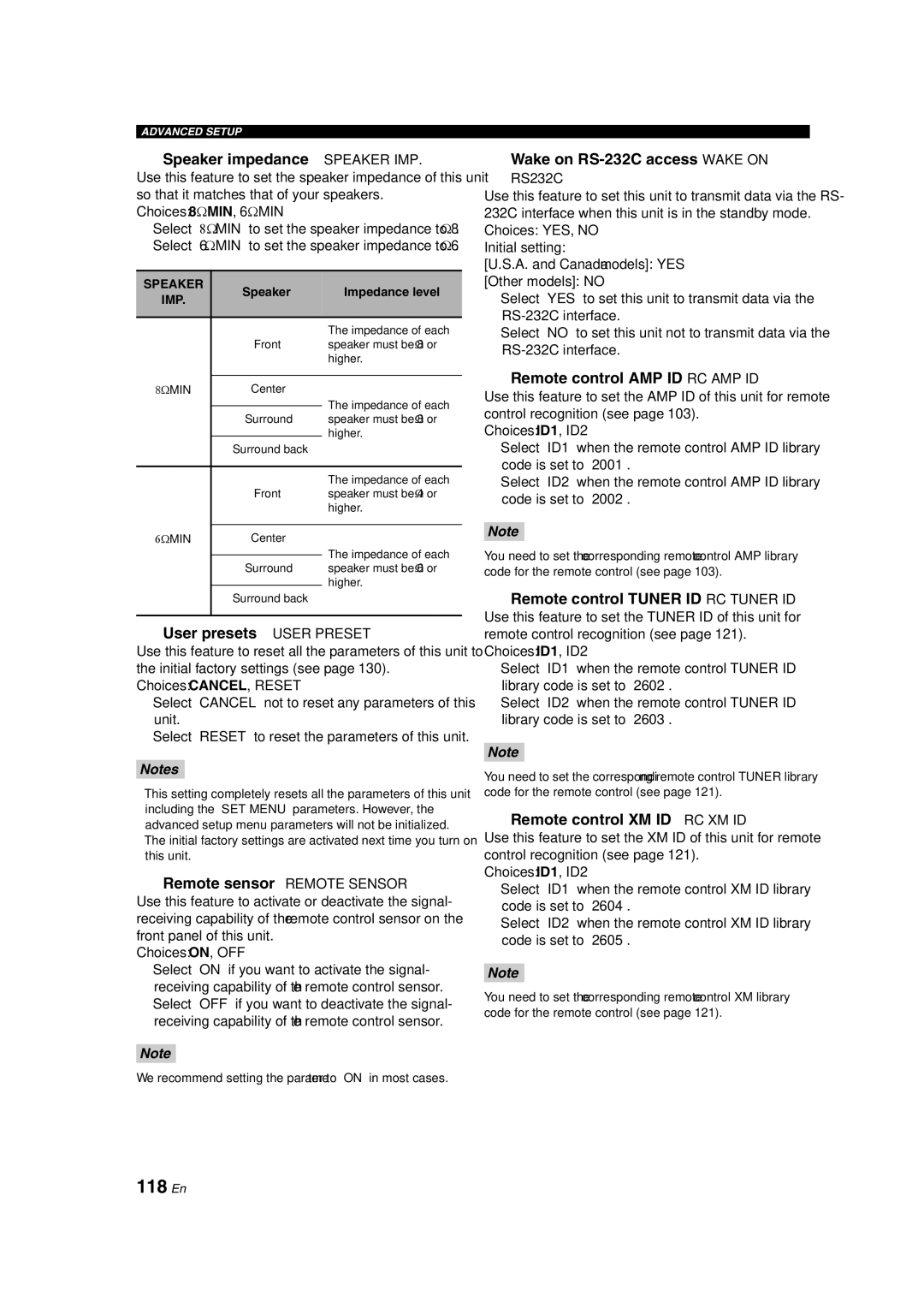 Yamaha HTR-6090 owner manual 118 En 