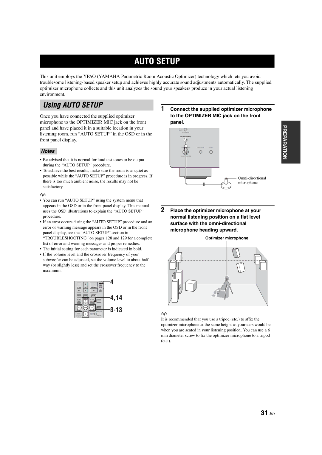 Yamaha HTR-6090 owner manual Using Auto Setup, 31 En 