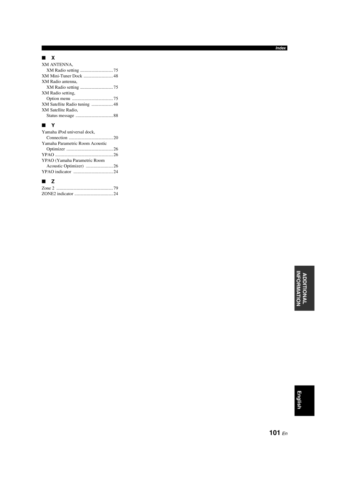 Yamaha HTR-6150 owner manual 101 En, XM Antenna 