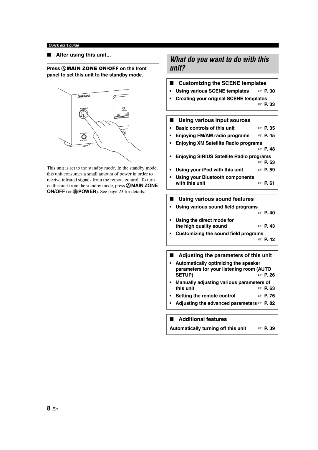 Yamaha HTR-6150 owner manual What do you want to do with this unit? 