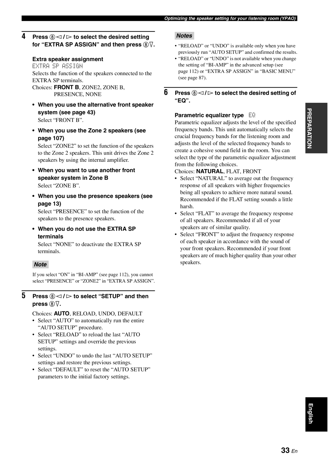 Yamaha HTR-6180 owner manual 33 En, Notes 