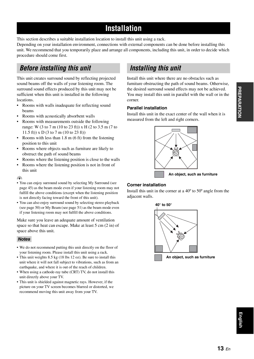 Yamaha HTY-750 owner manual Installation, Before installing this unit, Installing this unit, 13 En 