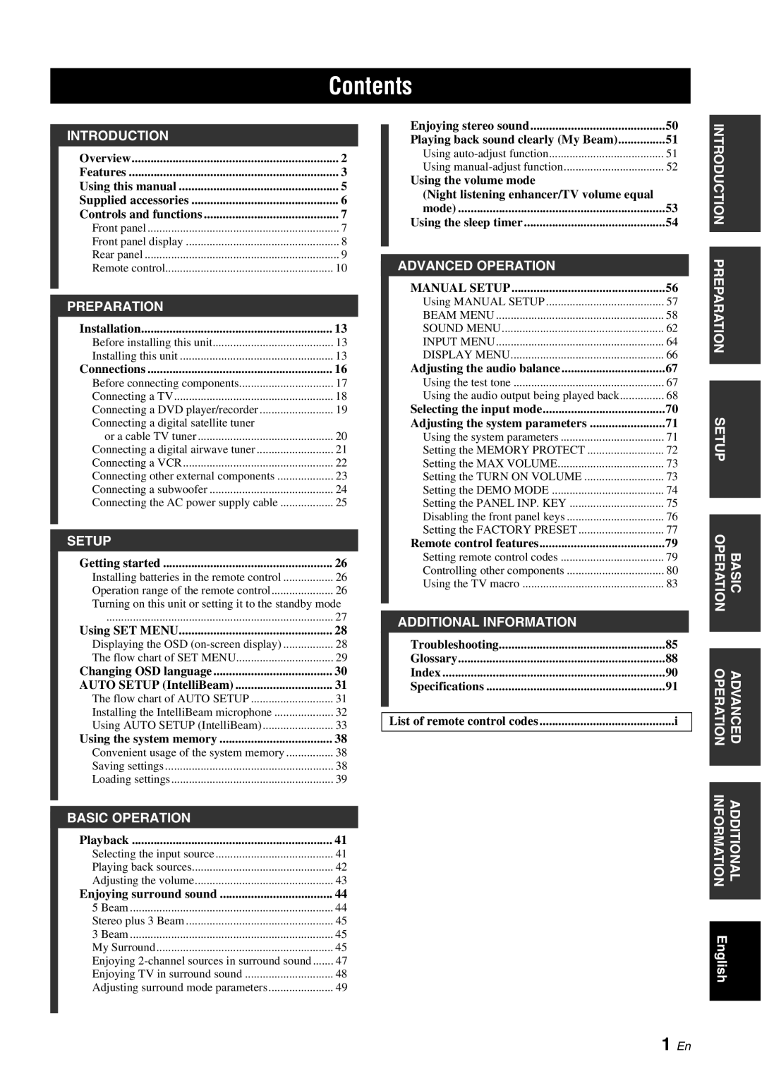 Yamaha HTY-750 owner manual Contents 