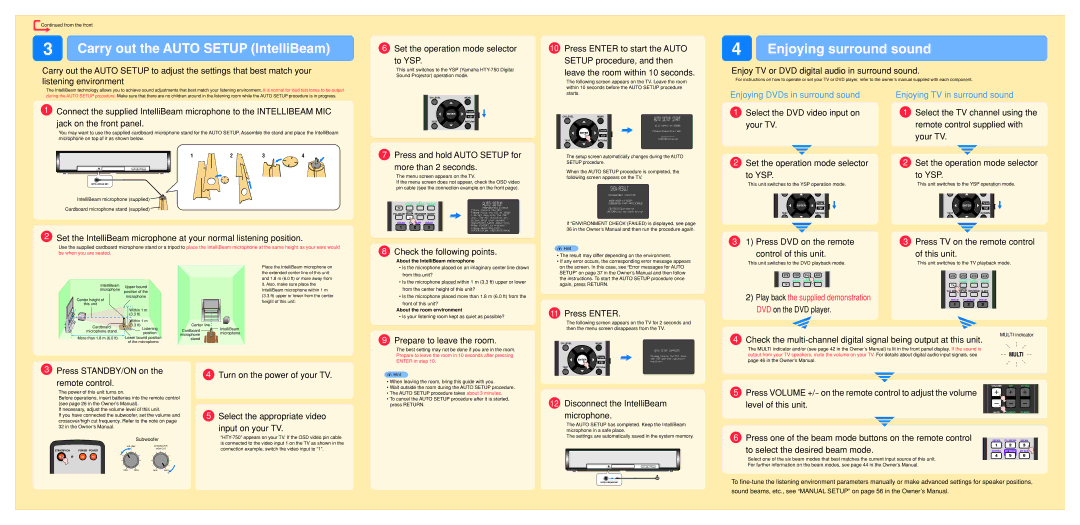 Yamaha HTY-750 owner manual About the IntelliBeam microphone, About the room environment 