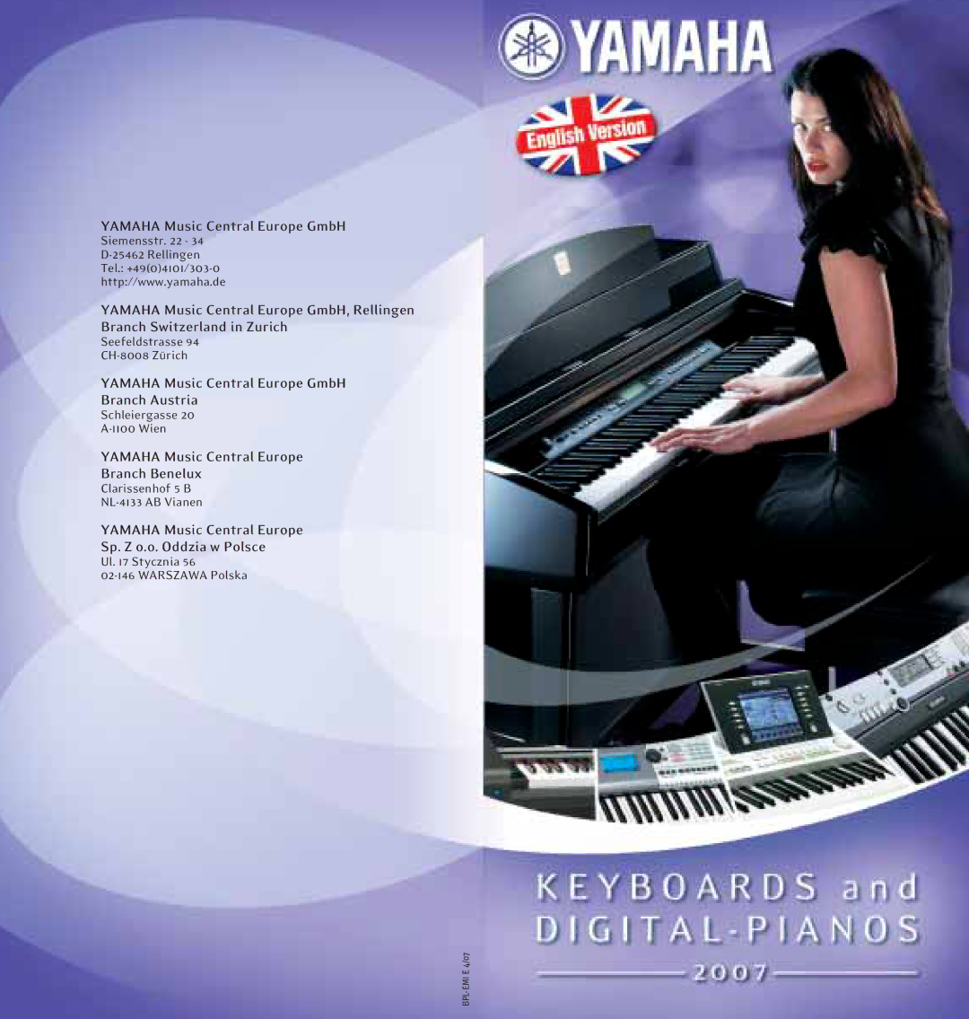 Yamaha Keyboards and Digital - Pianos manual Yamaha Music Central Europe GmbH 