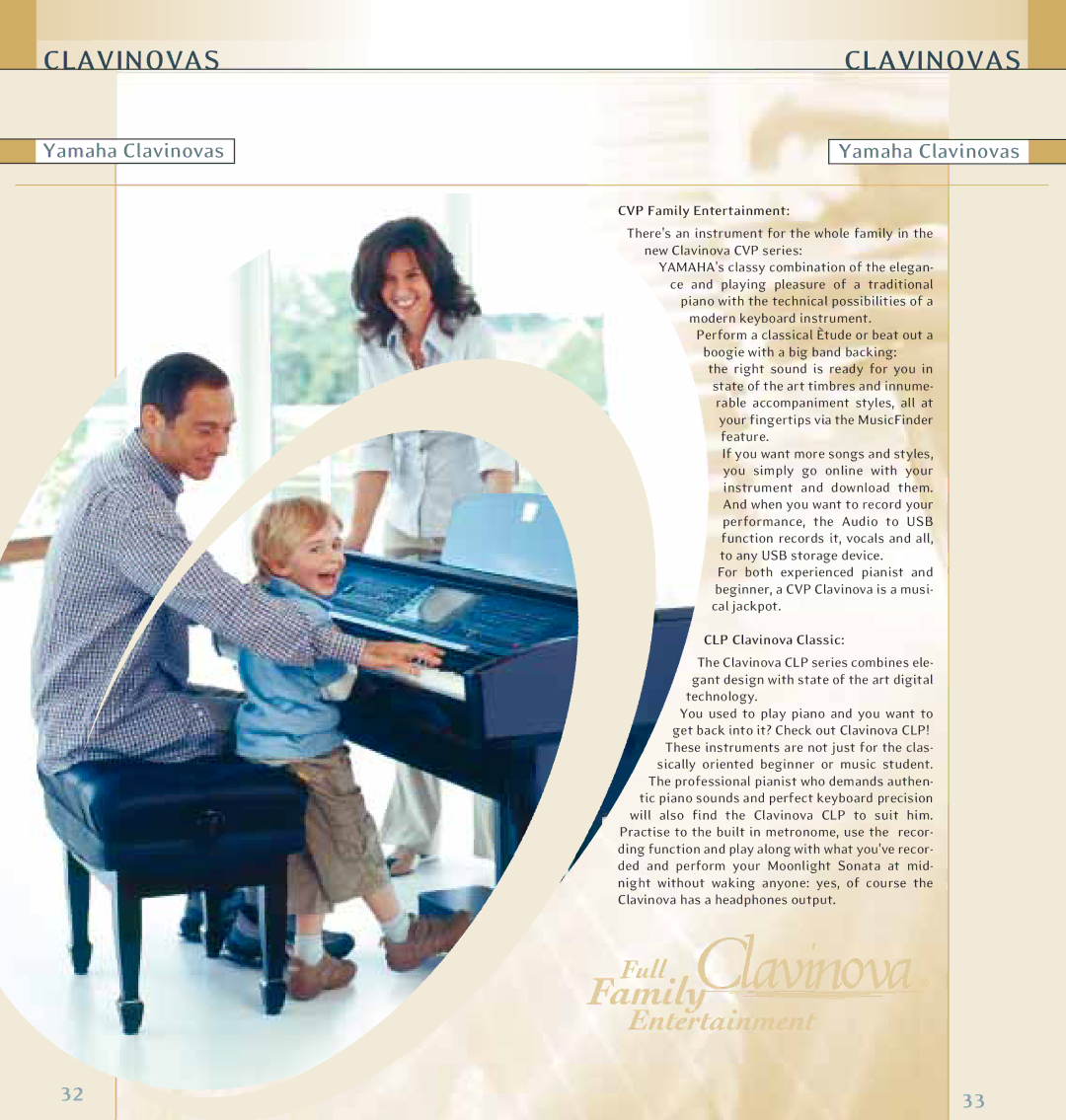 Yamaha Keyboards and Digital - Pianos manual Yamaha Clavinovas, CVP Family Entertainment, CLP Clavinova Classic 