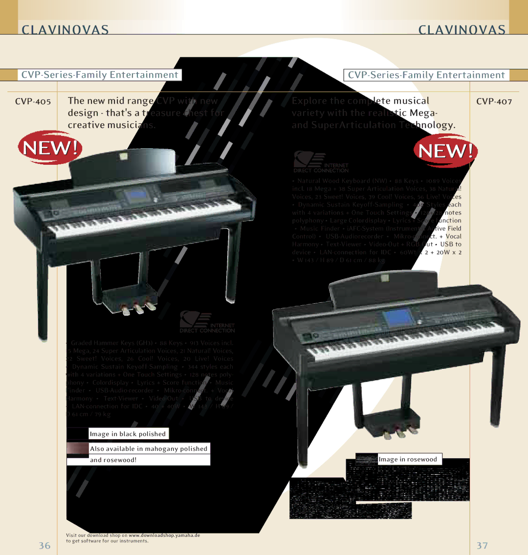 Yamaha Keyboards and Digital - Pianos manual Explore the complete musical, Variety with the realistic Mega, CVP-407 