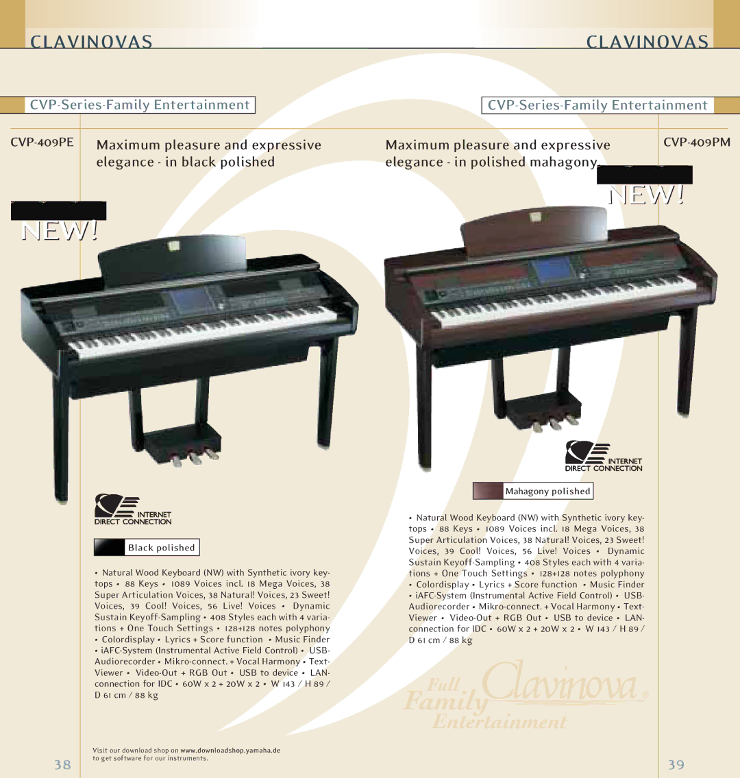 Yamaha Keyboards and Digital - Pianos manual Maximum pleasure and expressive, Elegance in polished mahagony, Black polished 