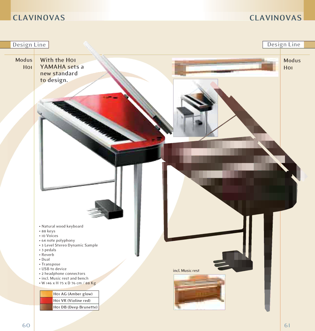 Yamaha Keyboards and Digital - Pianos manual Design Line, With the H01, Yamaha sets a, New standard To design, Modus 