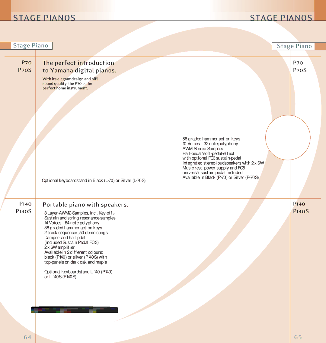 Yamaha Keyboards and Digital - Pianos Perfect introduction, To Yamaha digital pianos, Portable piano with speakers, P70S 