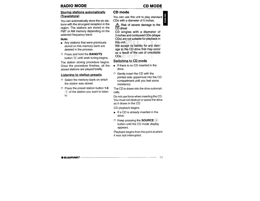 Yamaha San Diego CD32 manual CD Mode, CD mode, Storinq stations automatically Travelstore, Listening to stat@ rresets 