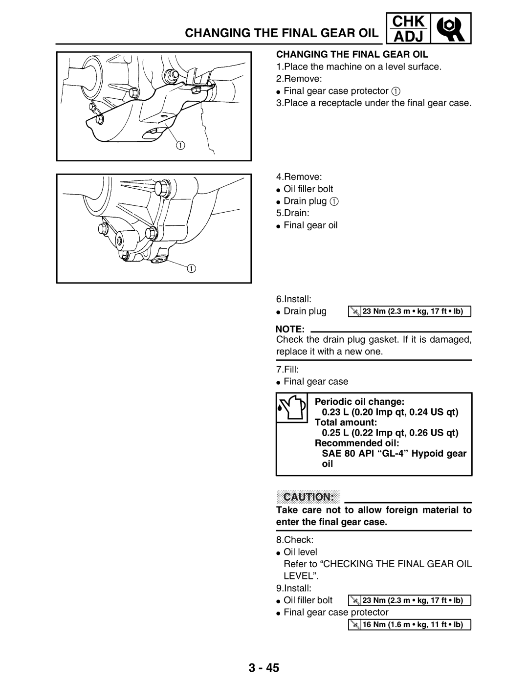 Yamaha LIT-11616-16-02, 5TE-F8197-10 service manual Changing the Final Gear OIL 