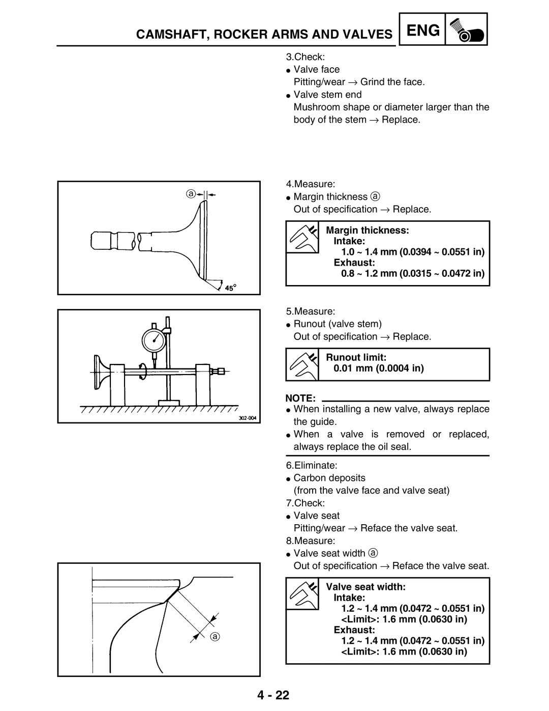 Yamaha 5TE-F8197-10, LIT-11616-16-02 service manual Runout limit 01 mm 0.0004 