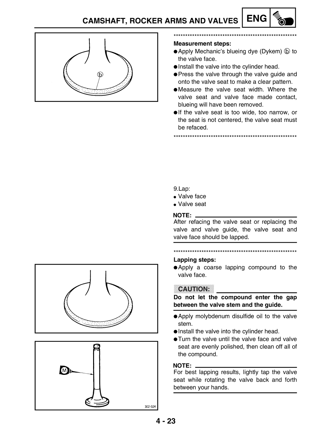 Yamaha LIT-11616-16-02, 5TE-F8197-10 service manual U T Ion, Lapping steps 