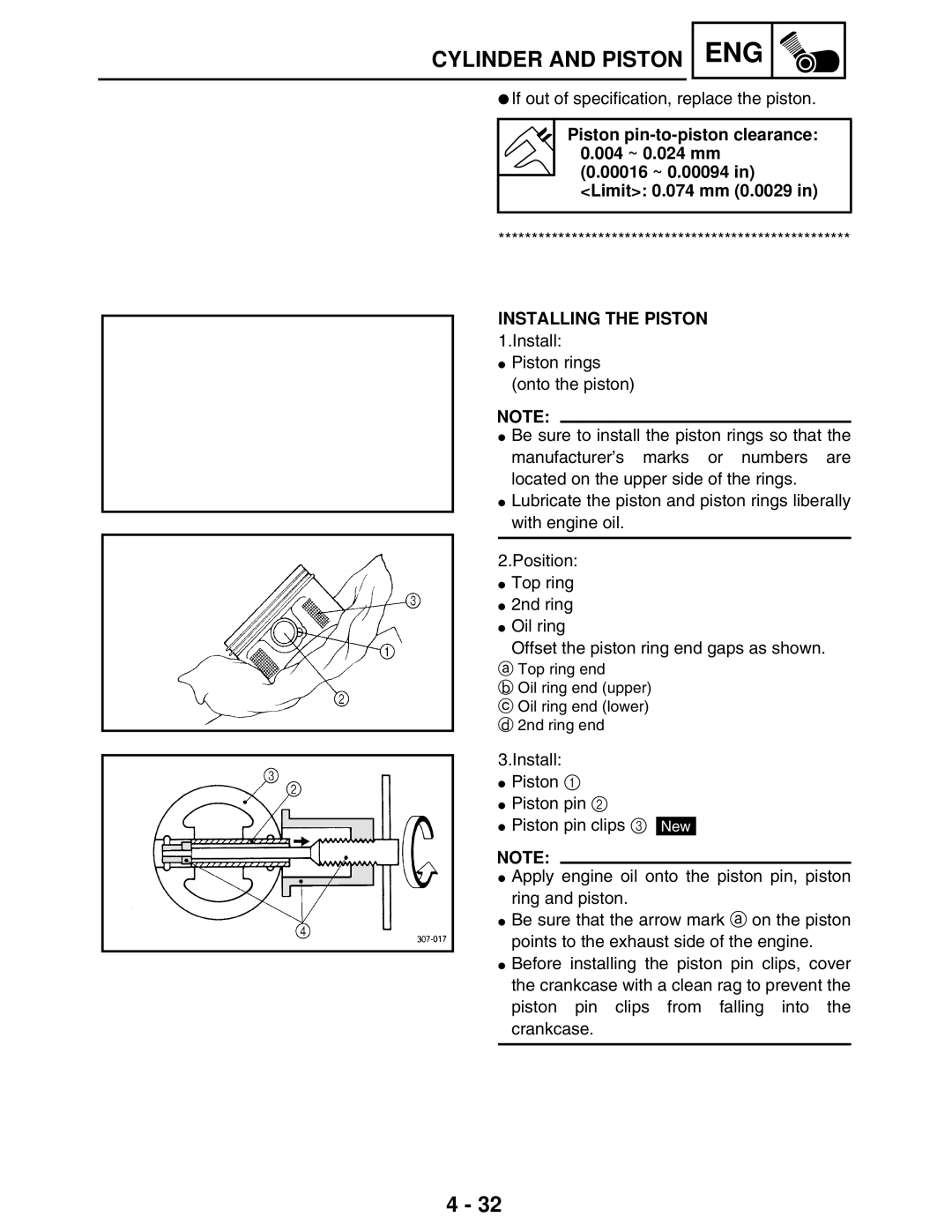 Yamaha 5TE-F8197-10, LIT-11616-16-02 service manual Installing the Piston 