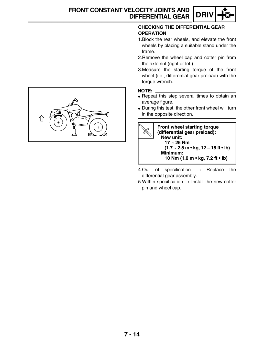 Yamaha LIT-11616-16-02, 5TE-F8197-10 service manual Checking the Differential Gear Operation 