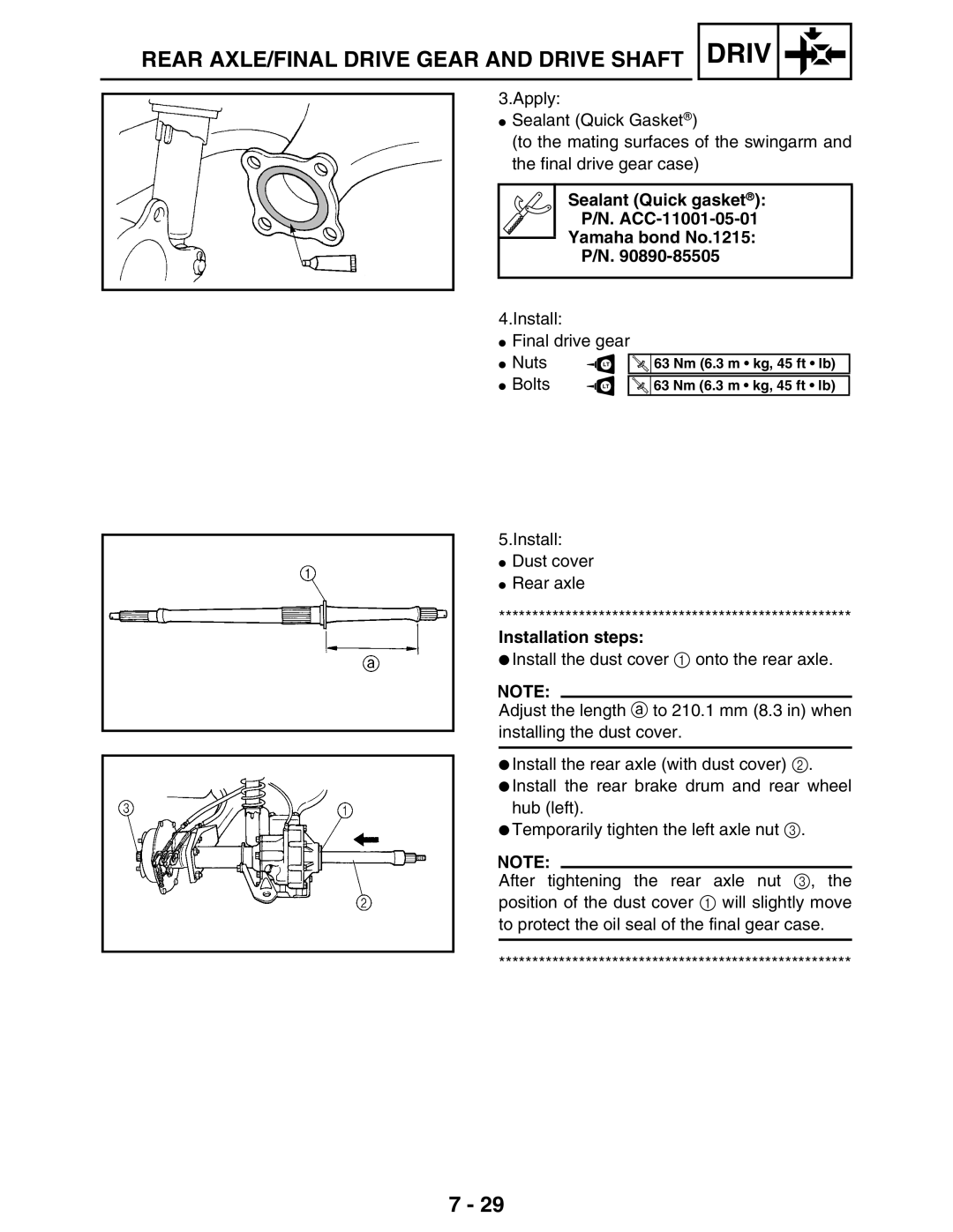 Yamaha 5TE-F8197-10, LIT-11616-16-02 service manual Sealant Quick gasket ACC-11001-05-01 Yamaha bond No.1215, Nuts Bolts 